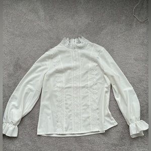 BRAND NEW - High Neck Blouse with Eyelet Lace Detail